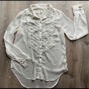 Free people button down long sleeve polka dots